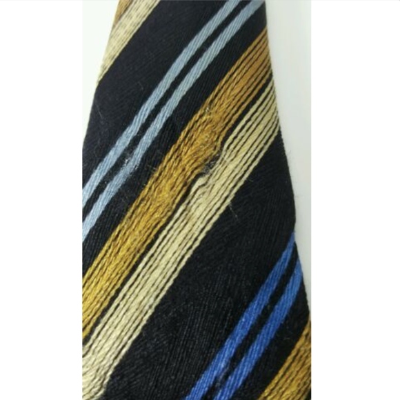 Giorgio Brutini Blue Gold striped 100% Silk tie 4" Wide necktie - Picture 5 of 6